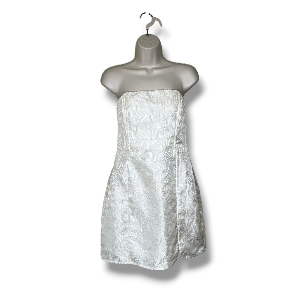 Lulus Bubbly Beauty Ivory Jacquard Strapless Bustier Mini Dress Size Large Cream